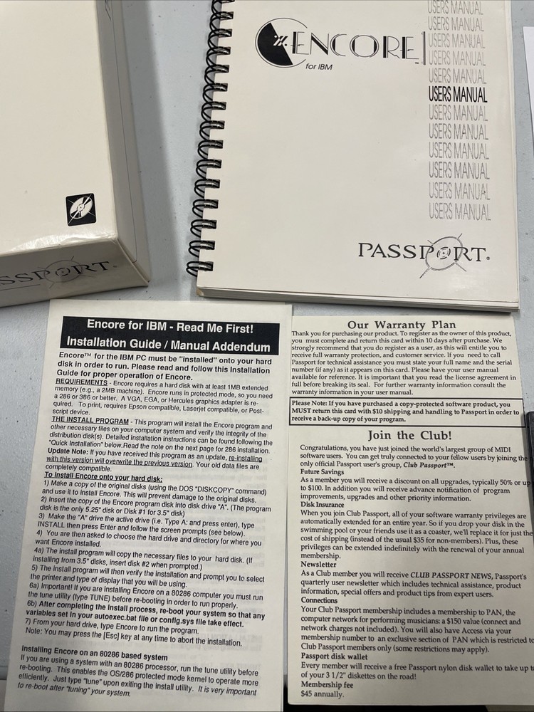 Passport Encore IBM Professional Music Composing Software - See Pics