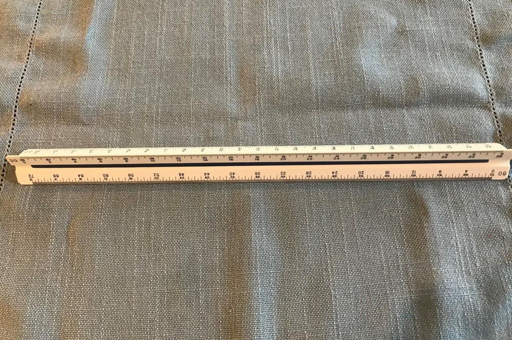 Staedtler-Mars 12” Triangular Scale Ruler 987 18-34 Engineer Germany Color Bars