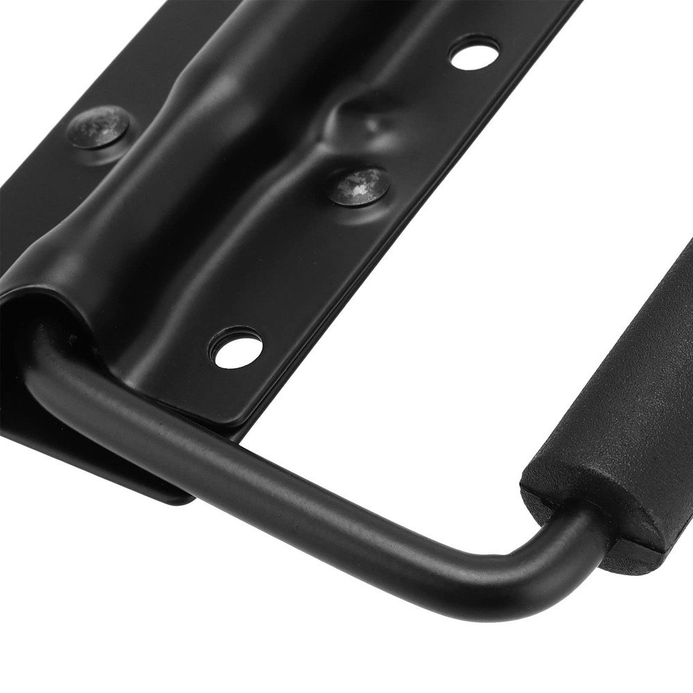 8 Pack 124mm Spring Loaded Case Handle Folding Pull Surface Mount Black Grip