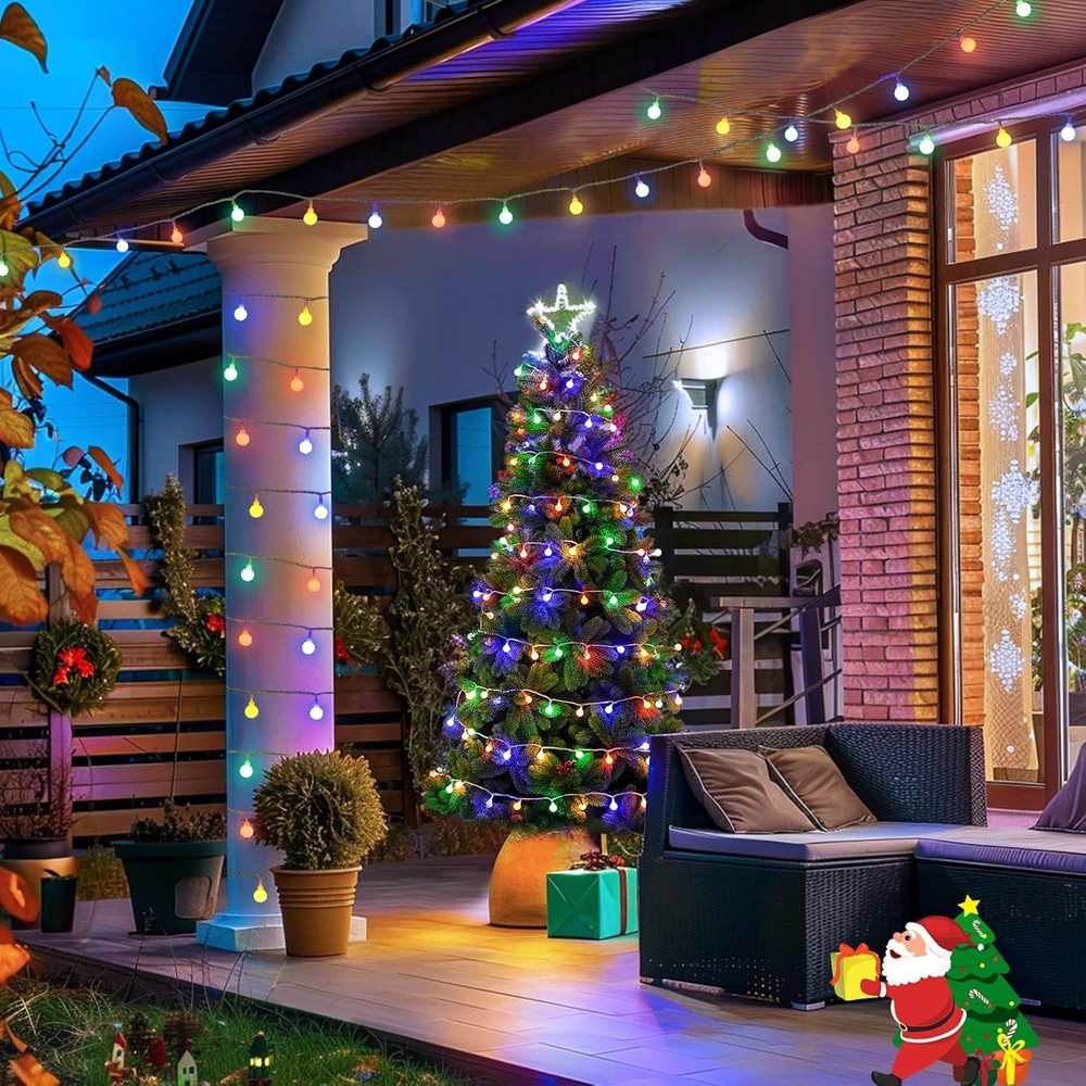 1/2/4 Pack Outdoor Solar Globe String Light 8 Modes Yard Landscape 33FT 100LED