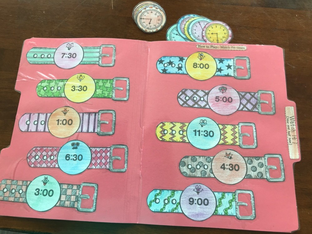 Watch It! Time 1st grade math arts file folder game teacher