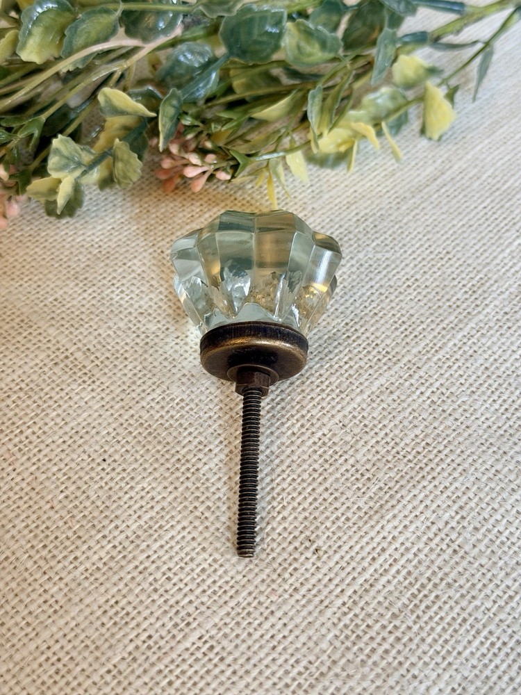 Vintage Glass Cabinet Knobs Depression Era Style Octagon Glass Pulls
