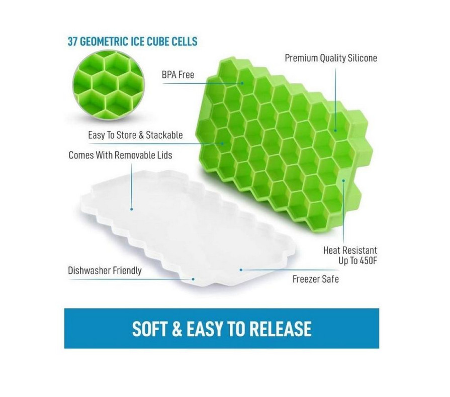 Zulay® Honeycomb Ice Cube Tray - 2 Pack Green