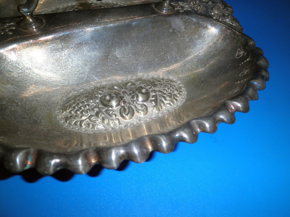 M H & company divided silver plate candy dish with epergne