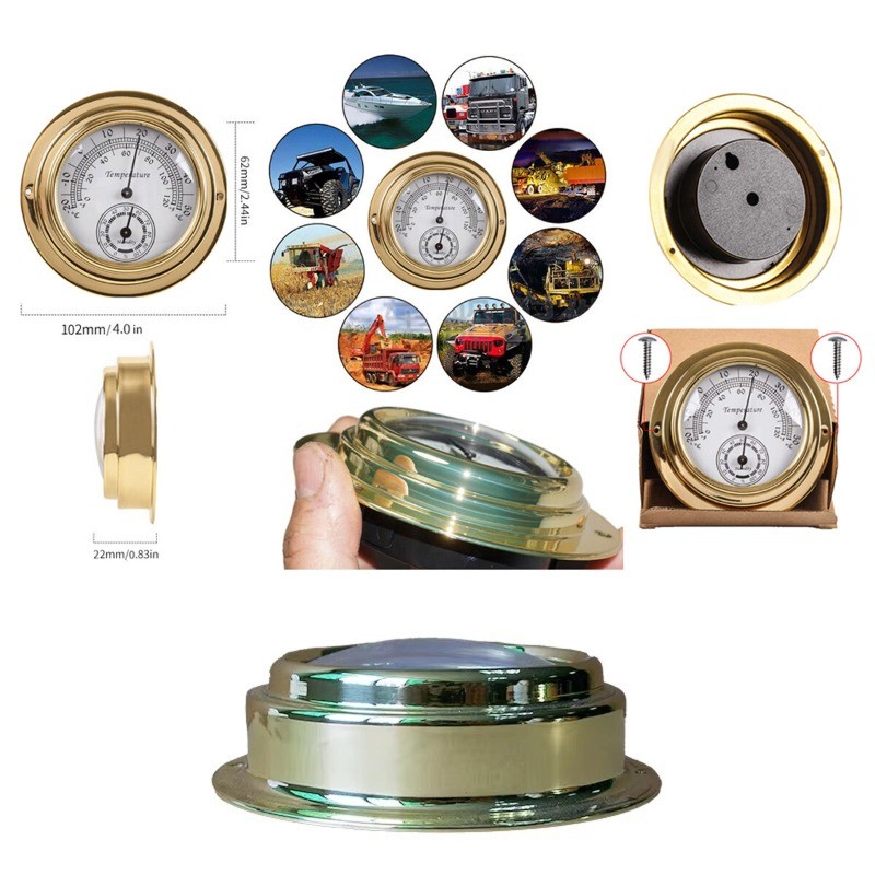 10cm Dial Brass Case Thermometer Hygrometer 0°c~50°c Wall Mounted
