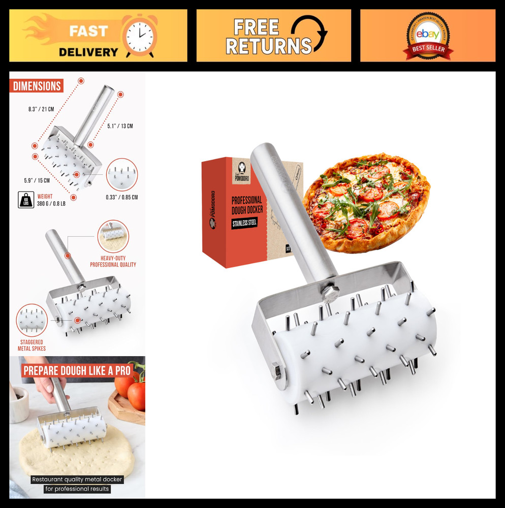 Stainless Steel Pizza Dough Docker Roller - Essential Kitchen Tool for Crackers,