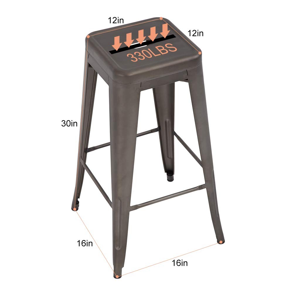 FDW 30 Inches Bar Stools Set of 4 Bar Stools Counter Height Metal Stool Patio St