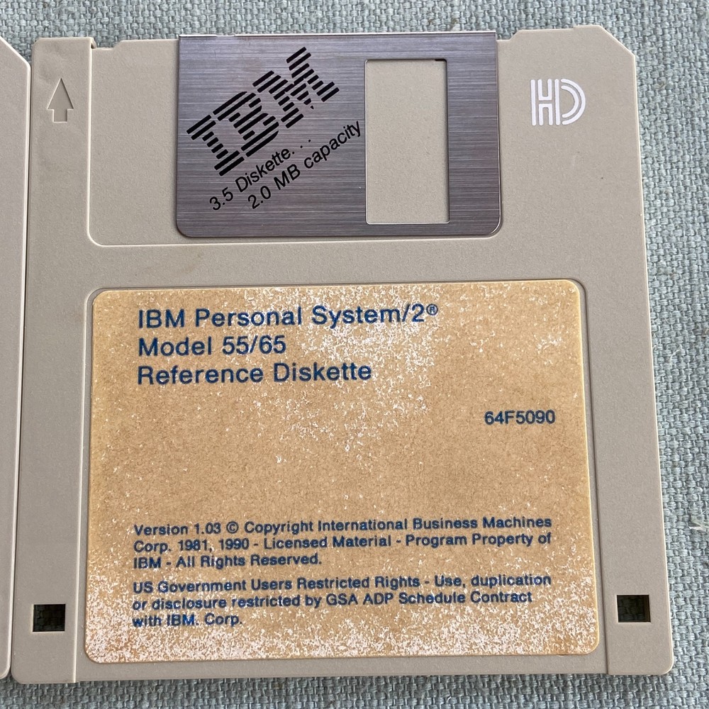 Vintage Software IBM PS/2 Model 55 65 Reference Diskette Version 1.03 1.05 1990
