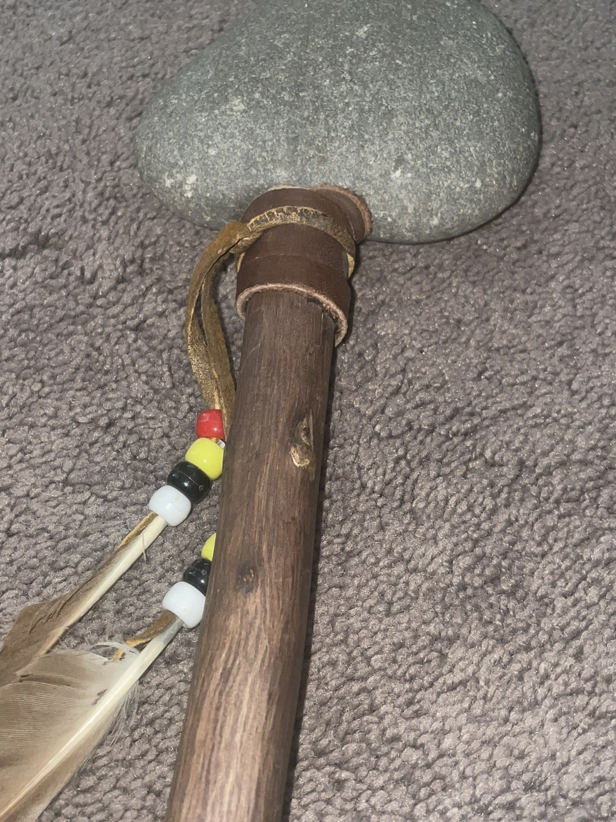 Antique 1870s Native American Indian Stone War Club Plains Sioux Estate Find