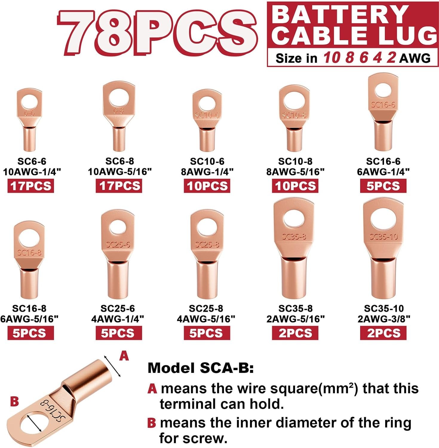 Battery Cable Lug Crimping Tool Kit for AWG 10-1/0, Electrical Lug Crimper