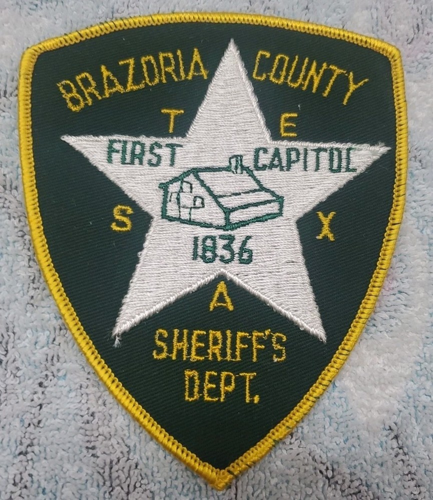 Vtg Obsolete 70s Brazoria CO Texas Sheriffs patch W/ Note