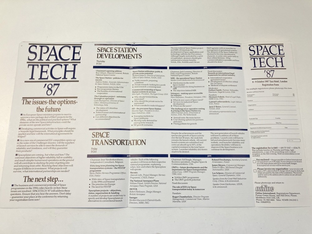 brochure space tech 87 political & regulatory env. SPACE PROGRAMMES 1990s london