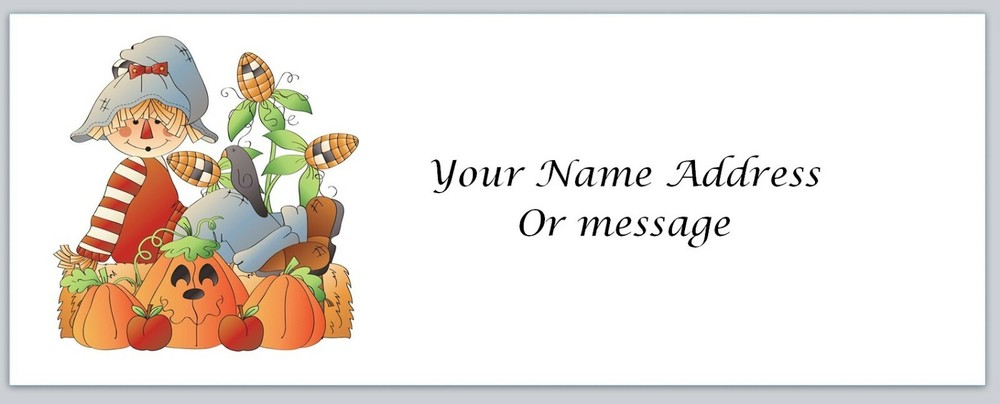 Personalized Address labels Fall Scarecrow Crow Pumpkin  (c 46)