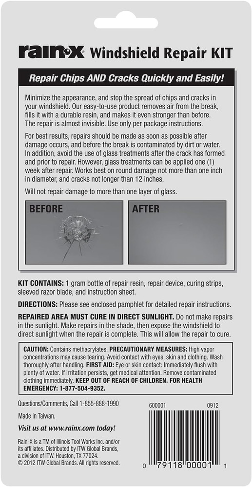 600001 Windshield Repair Kit - Quick and Easy Durable Resin Based Windshield Rep