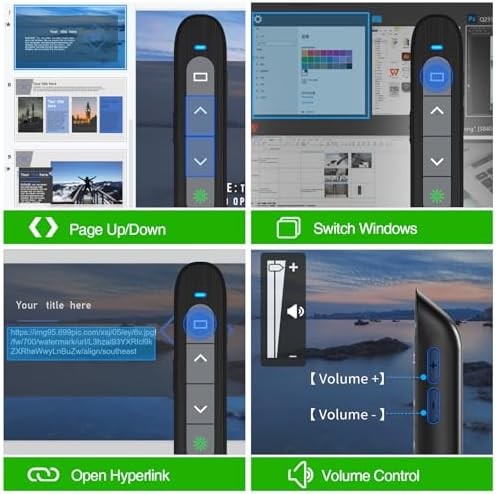 USB C Rechargeable Presentation Clicker Remote Slide Advancer Volume Control