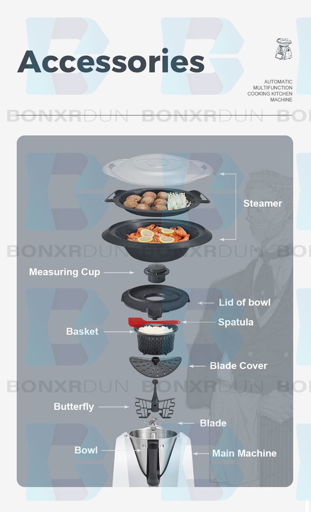 Kitchen Appliances Automatic Multifunctional Cooking Machine Robot Mixer 1500w