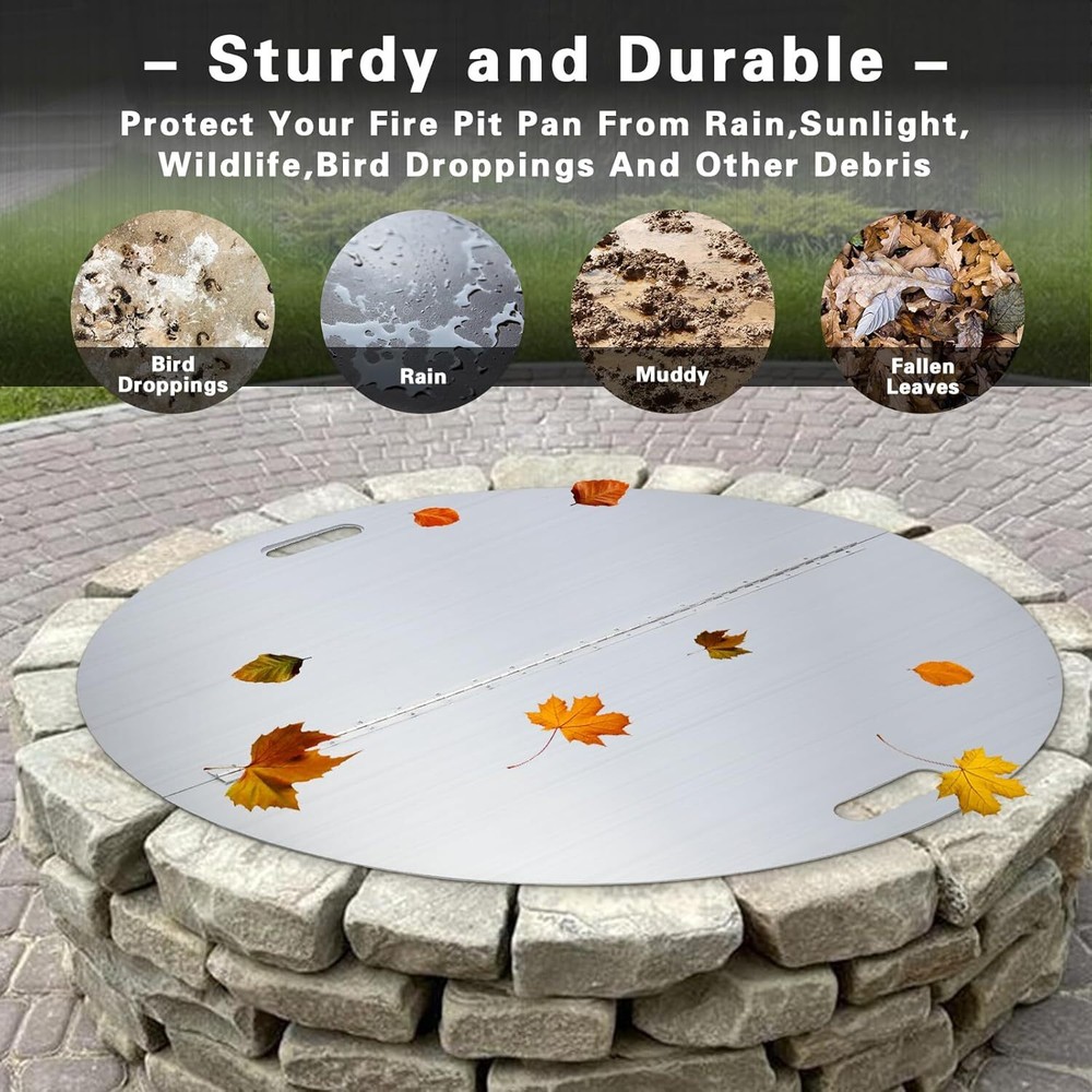 40" Fire Pit Lid Round Foldable Fire Pit Ring Stainless Steel Fire Pit Ring Cove
