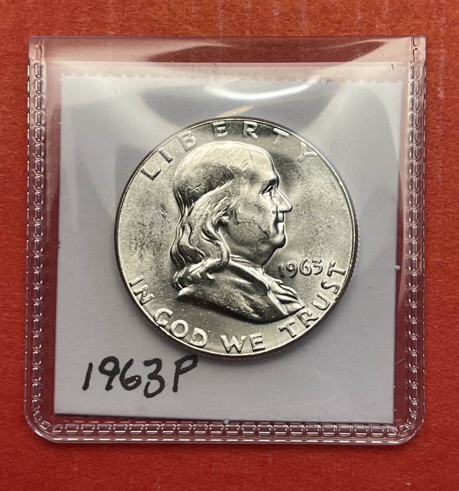 1963 P Franklin Silver Half Dollar, Choice Uncirculated.