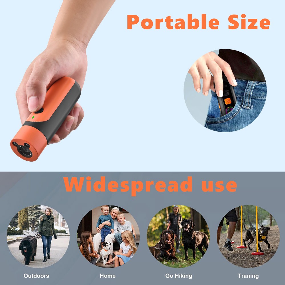 Humane Dog Train Tool Anti-Barking Portable UltraSonic Repeller Flashlight 50Ft