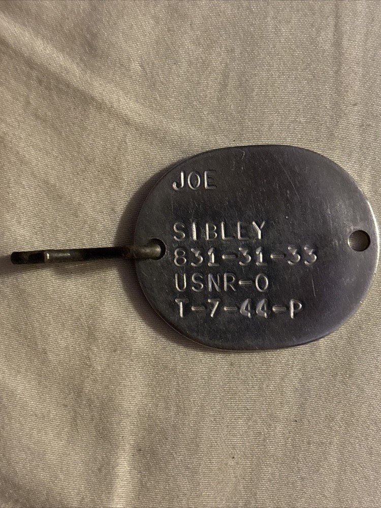 Original Vintage WWII American U.S. Navy Identification Dog Tag Joe Sibley