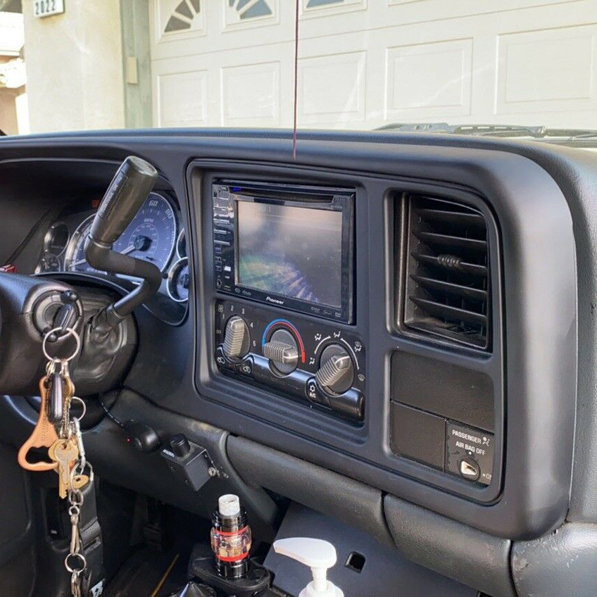 Double DIN Truck Dash Kit For Chevy Silverado GMC Sierra 1999-02 Matte Black ABS