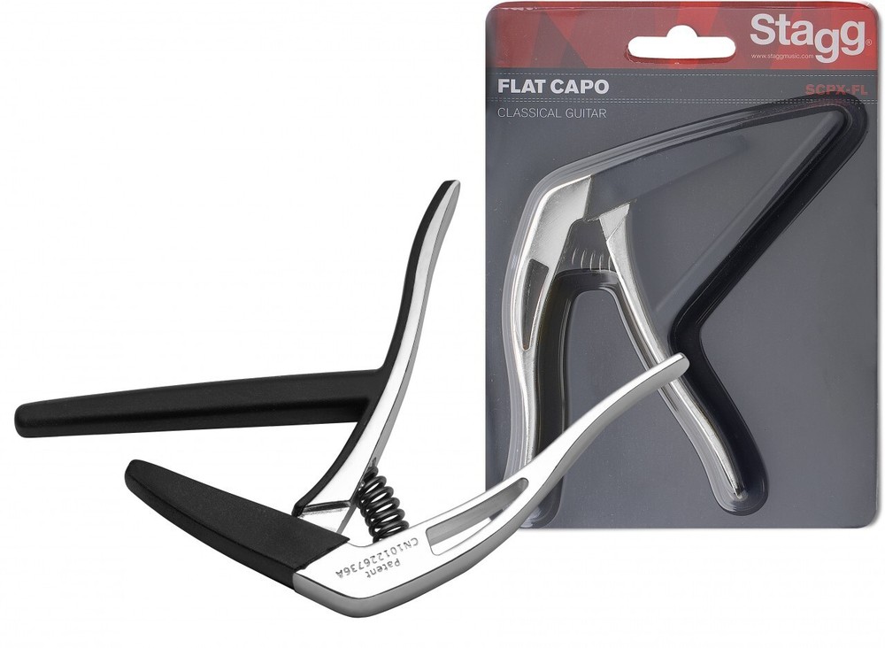 Stagg SCPX-FL CR Chrome Flat Trigger Shape Capo For Classical Guitar