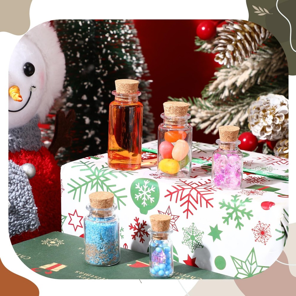 Mini Plastic Bottles with Corks Stoppers Eye Screws Funnels Small Potion Bott...