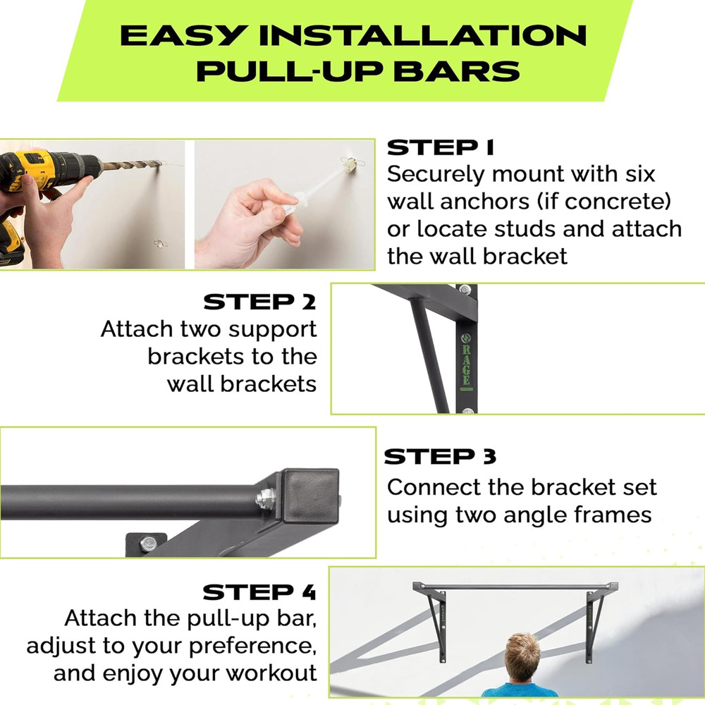 Heavy-Duty Wall Mounted Pull up Bar - 500 Lbs Weight Capacity | Maintain Upper B