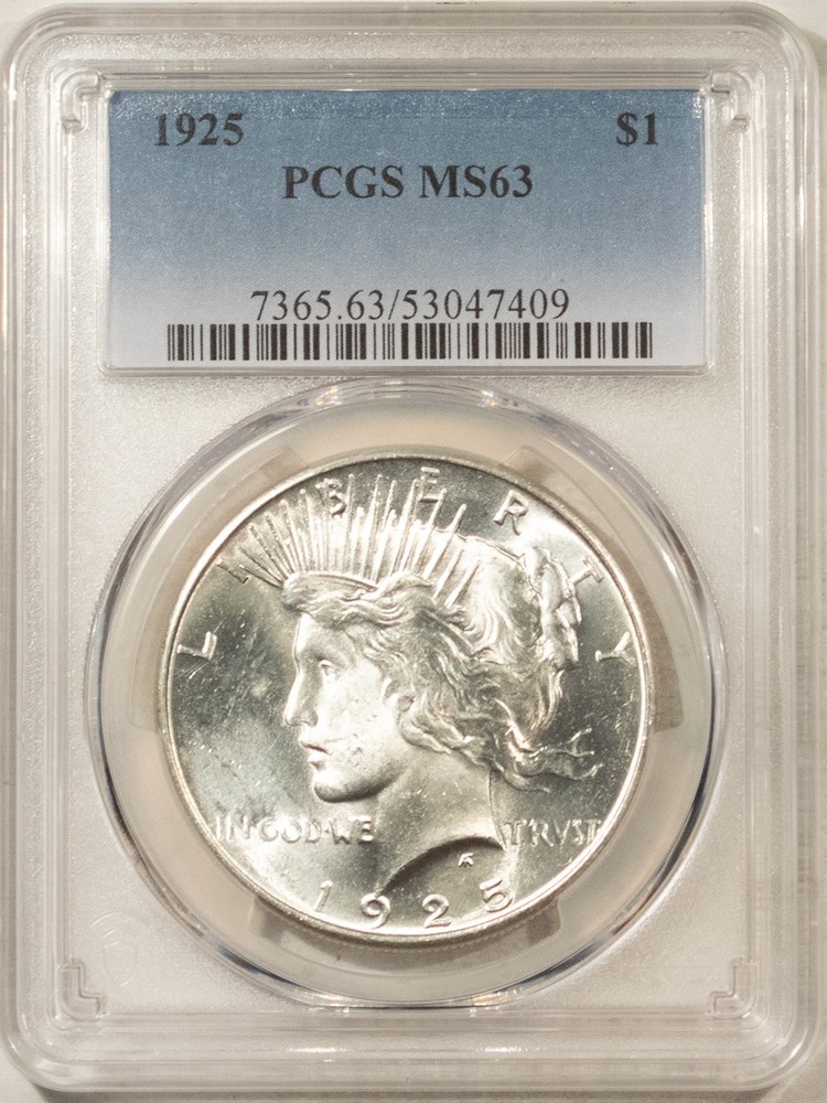 1925 PEACE DOLLAR, PCGS MS-63-ORIGINAL WHITE!