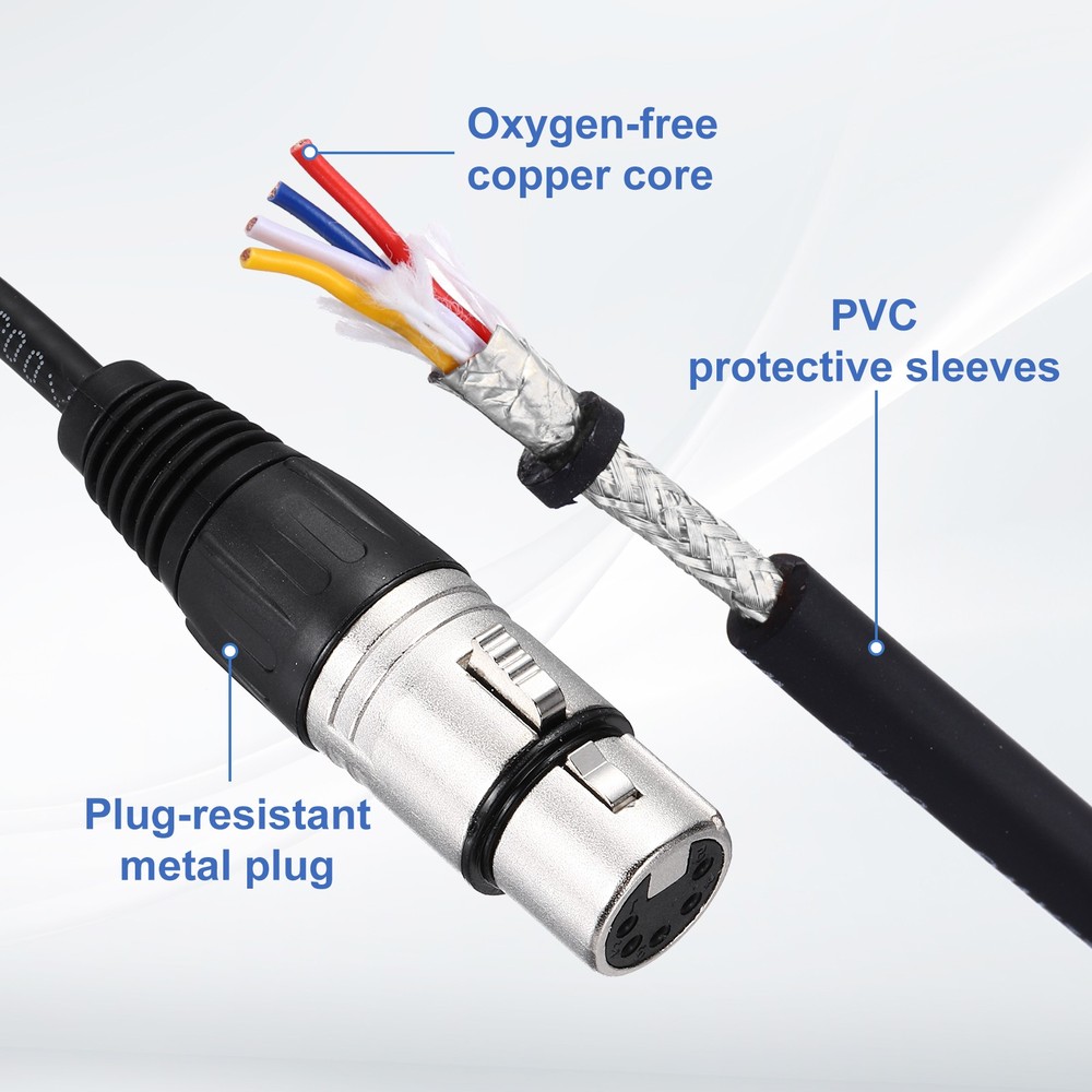 2Pcs 5 Pins XLR Cable 3 ft XLR Microphone Cable for Stage Studio Cable