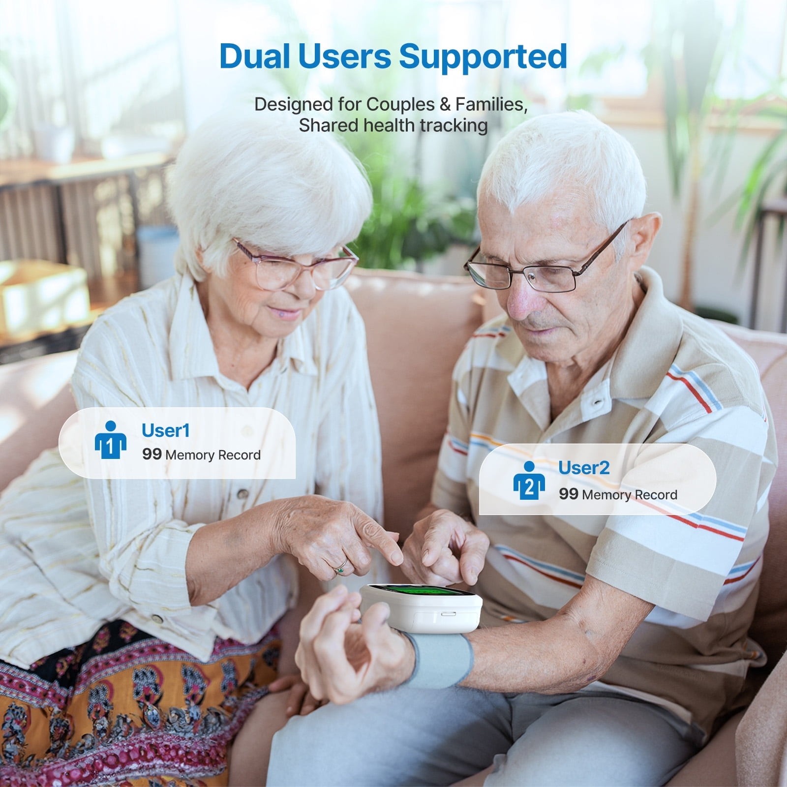 RENPHO Blood Pressure Monitor Wrist Rechargeable Heart Rate Machine Large Displa