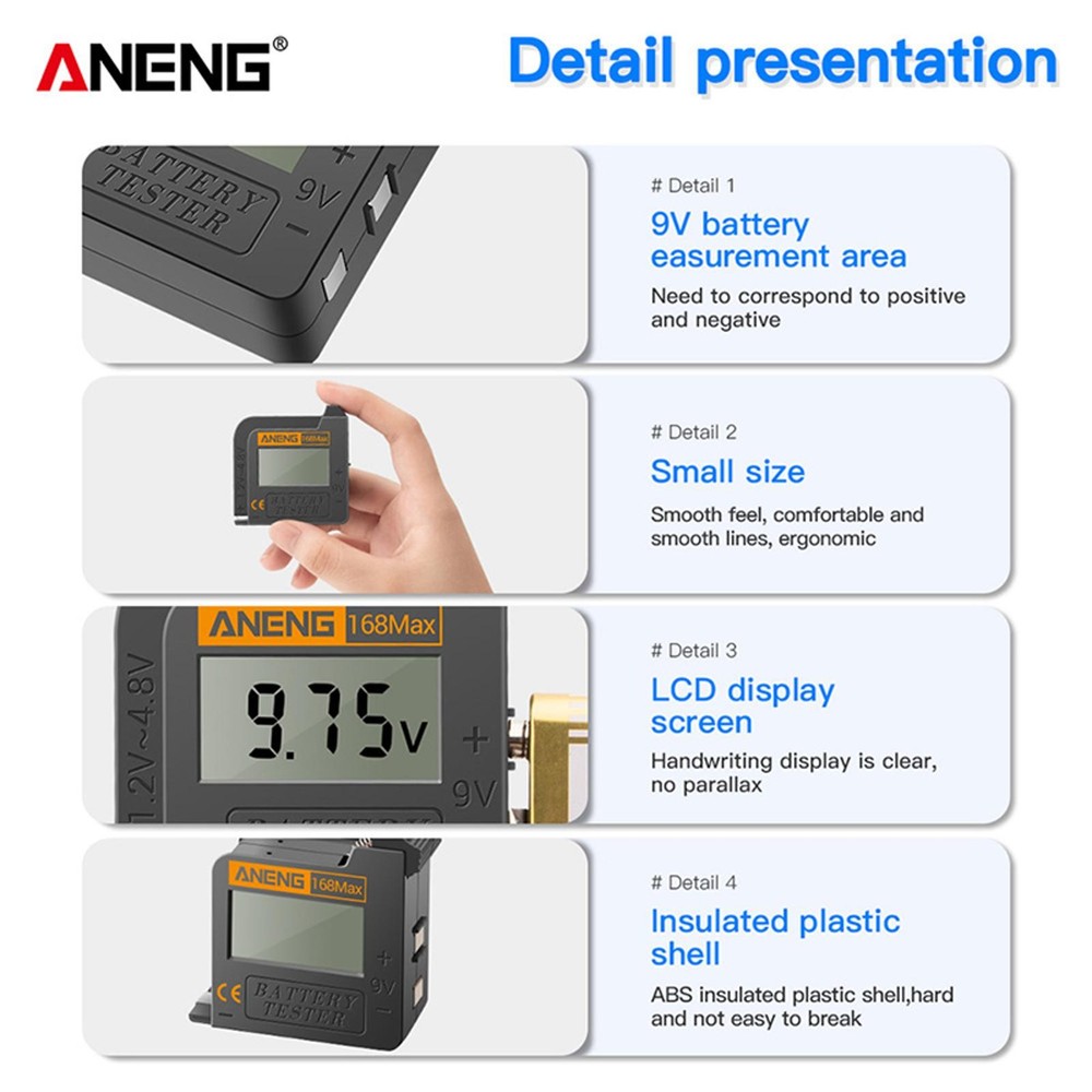 Digital Battery Tester Detector Diagnostic Volt Checker for AAA AA C Battery D