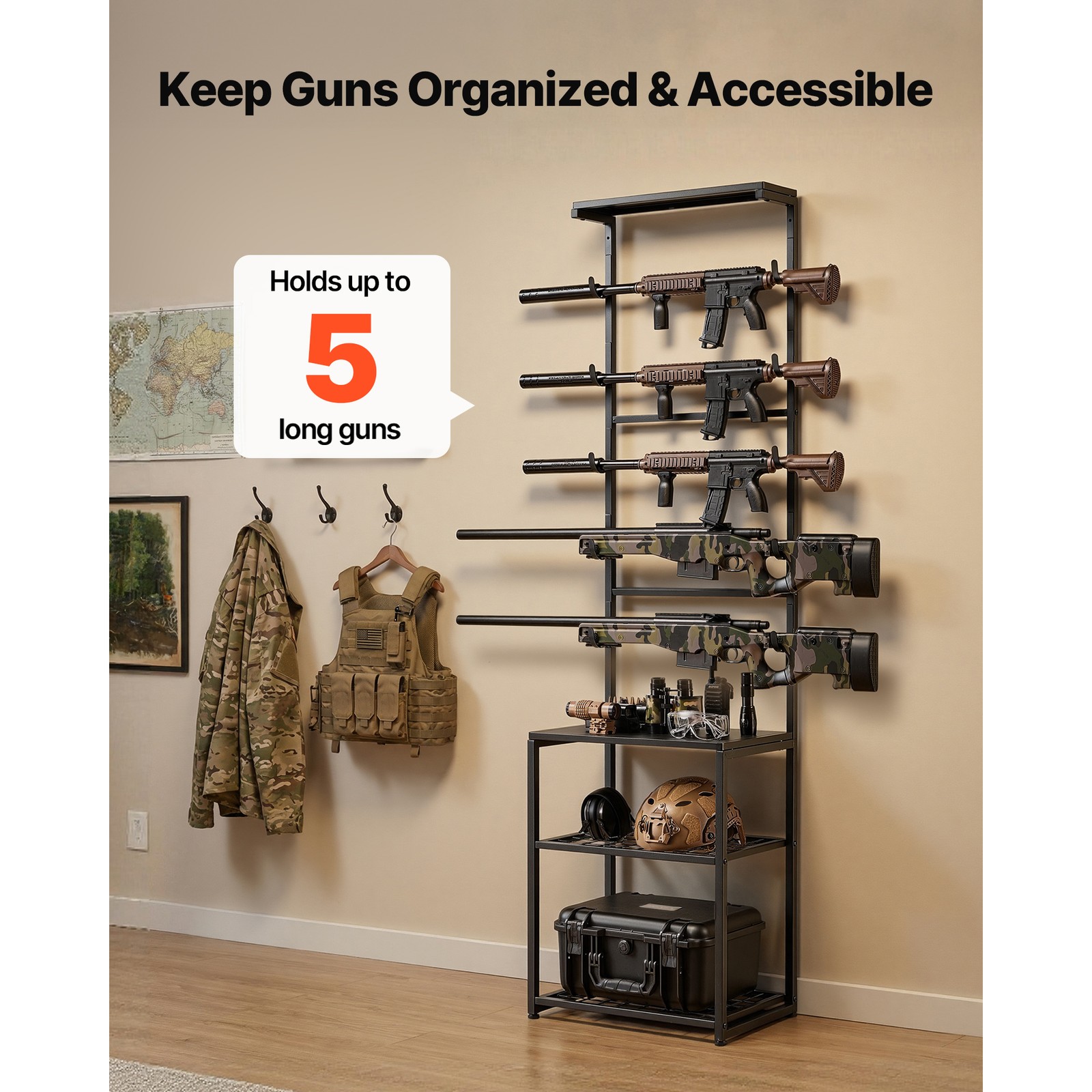 Uimoso Freestanding Indoor Gun Rack for Wall-Mounted Gun Display