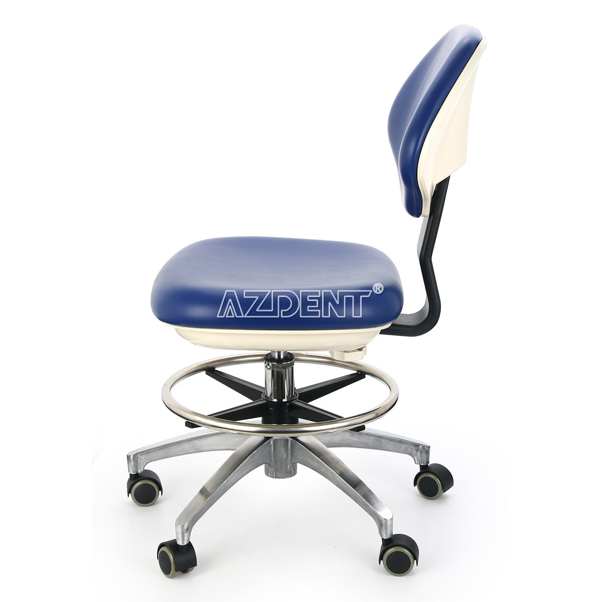 Dental PU Leather Adjustable Stool Doctor Chair Hydraulic Rolling Stool Blue UPS