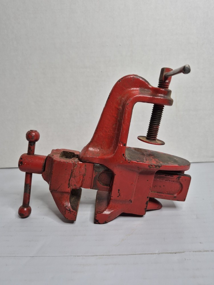 Vintage Red Bench Table Vise 8"×6" Working Condition