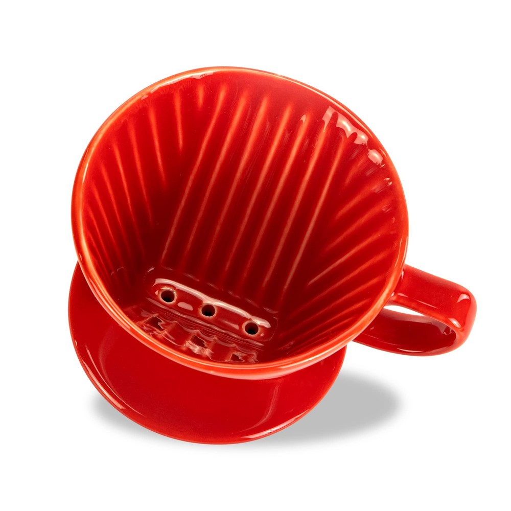 Pour Over Ceramic - Coffee Dripper Ceramic Coffee Maker with 3 Holes Flat Bot