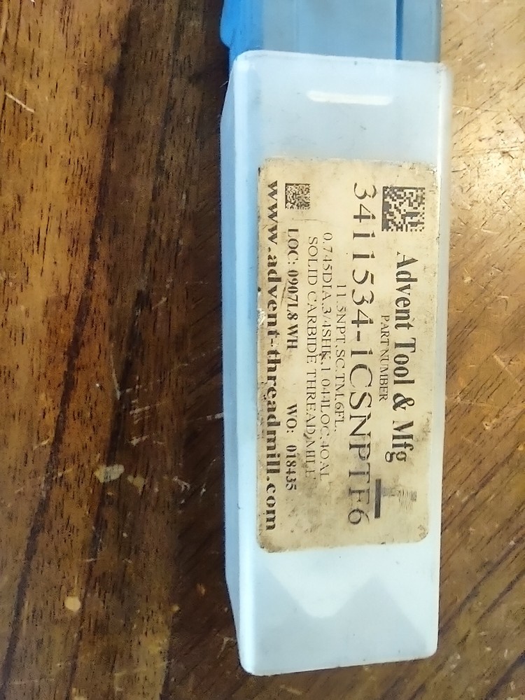New Advent Solid Carbide Thread Mills 3411534-1CSNPTF6