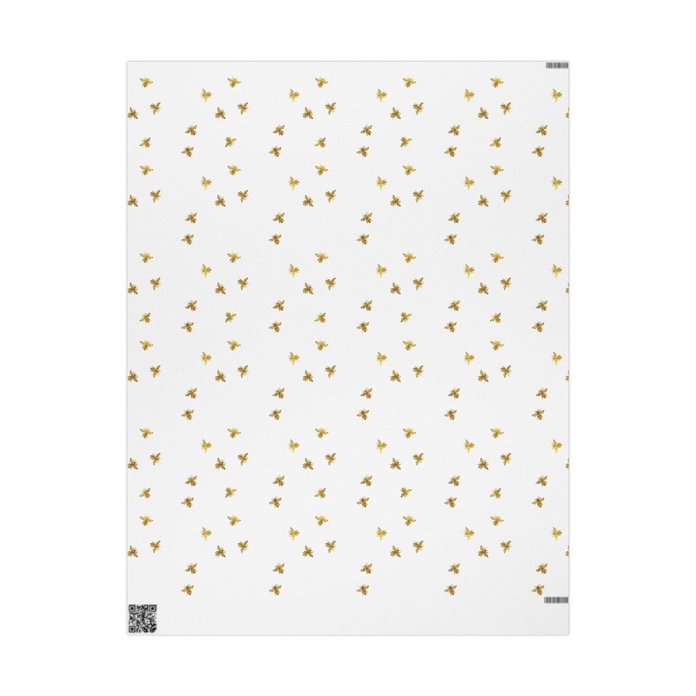 White With Gold Bee Pattern Wrapping Papers