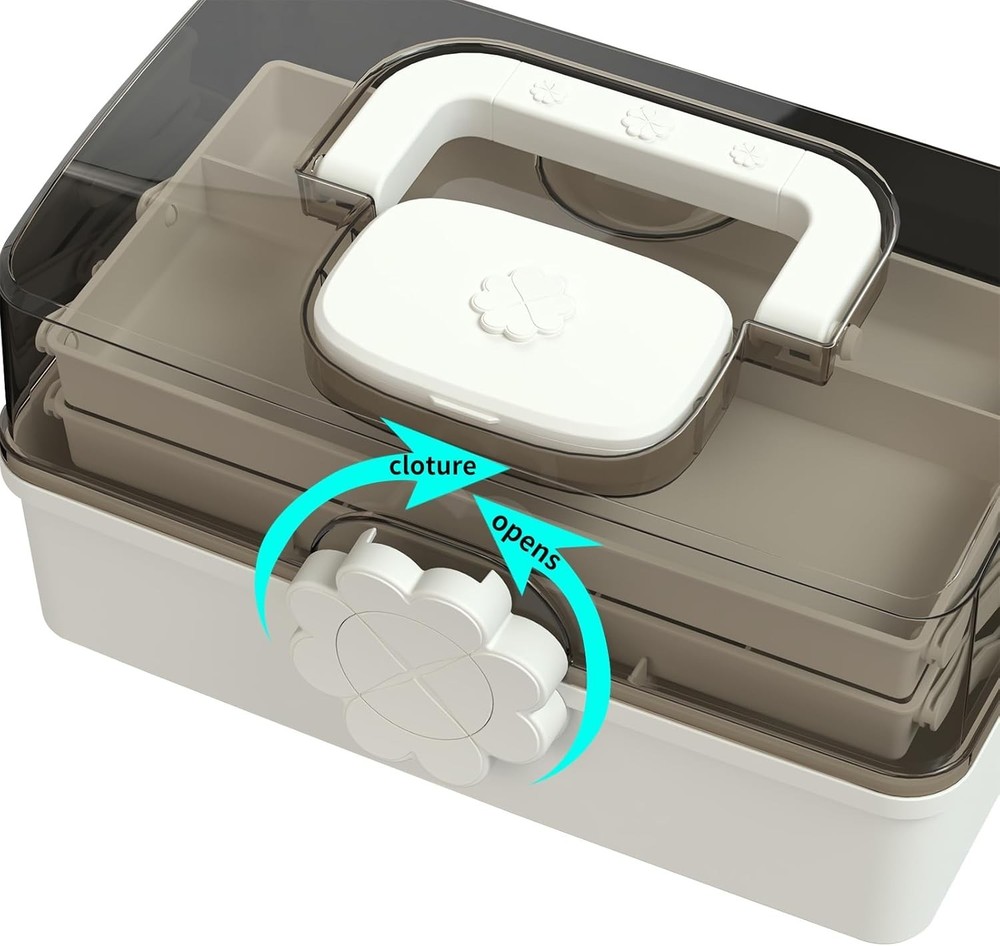 3-Layer Plastic Dividing Storage Box，Multifunctional Plastic Tool Box W/ Handle