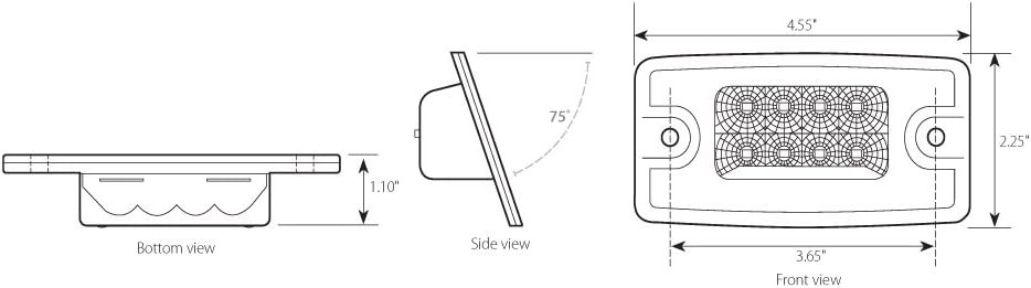 76320 Amber Rectangular Spyder 8-LED Visor/Cab Marker Sealed Light