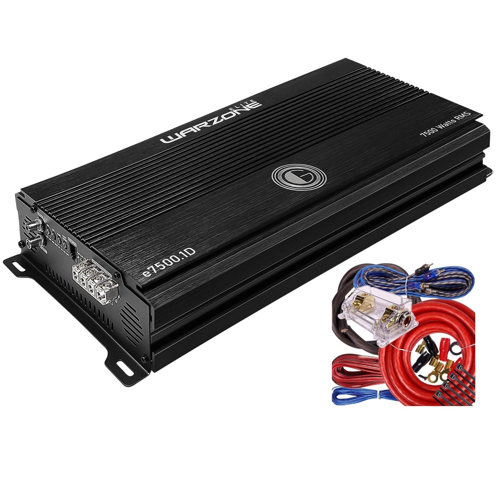 Gravity Audio E7500.1D Warzone 7500W Car Amplifier + Wiring Kit Bundle