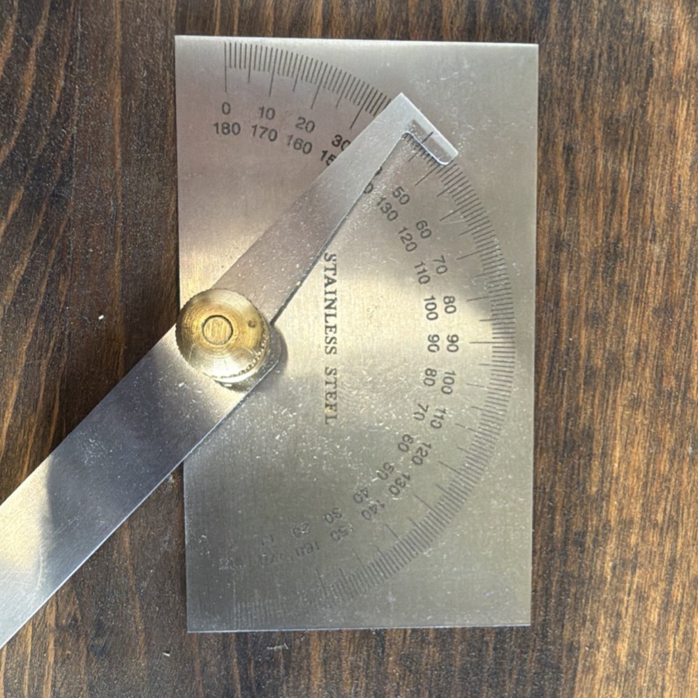 Stainless Steel Bevel Protractor Rectangular Head 0-180 Degrees