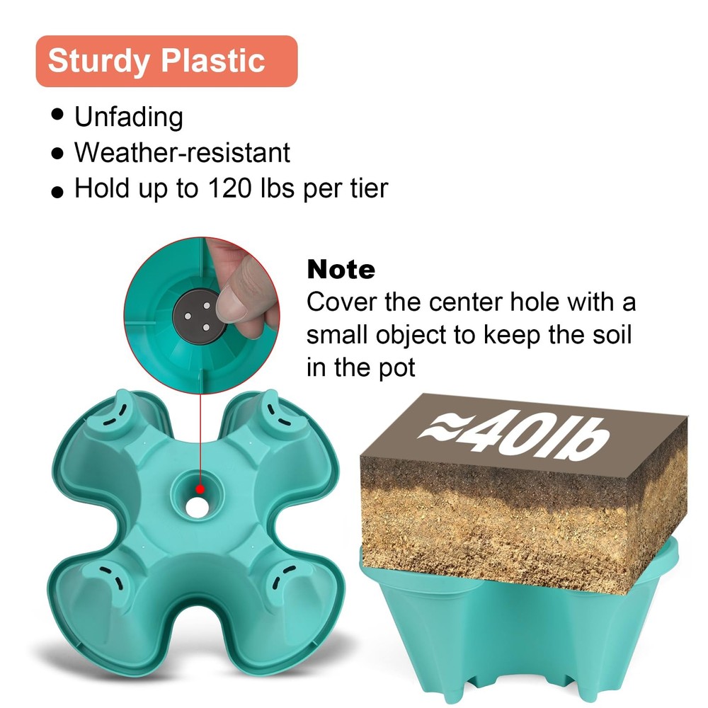 Vertical Planter Tower - 5 Tier Stackable Garden Planters with Wheels and Too...