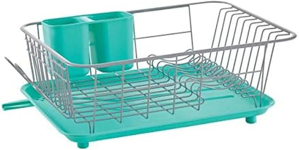 Classic Large Rust Resistant Full Dishrack W/ Removable 3 Compartment Flatware