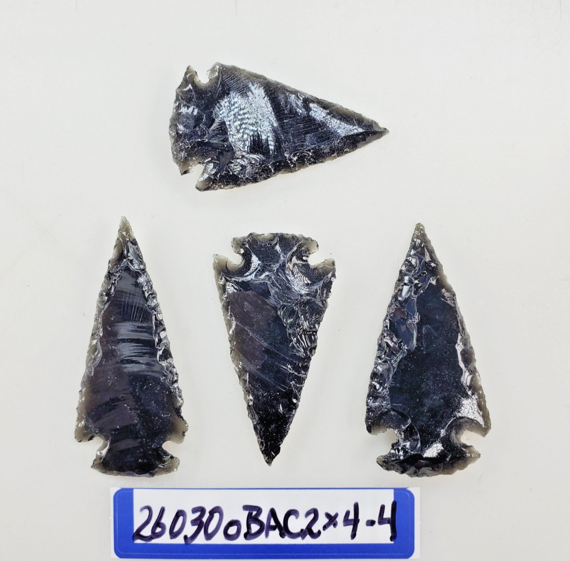 4 piece 2" Obsidian Arrowheads - Pow-Wow - Ceremonial - Jewelry - Hand Knapped