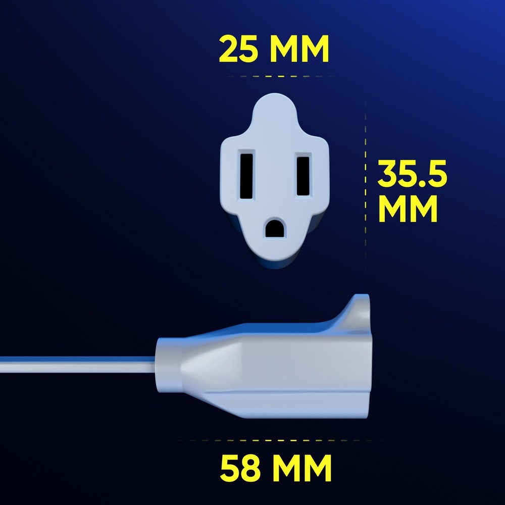 360 Rotating Slim Flat Plug Extension Cord - 25ft, Low Profile Under Carpet (...