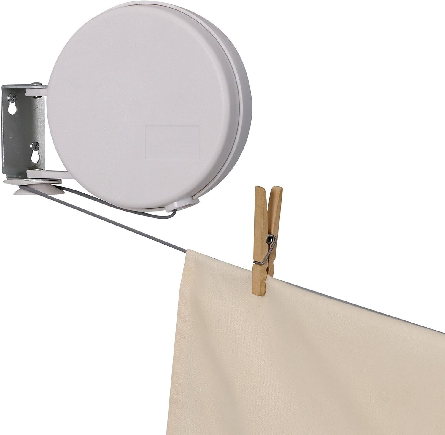 Single Line Retractable Clothesline for Hanging Laundry, 40 Feet, White