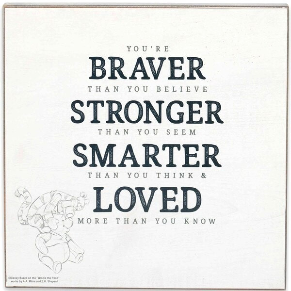 DISNEY WINNIE POOH BRAVE STRONG SMART 8" WOOD WALL Sign