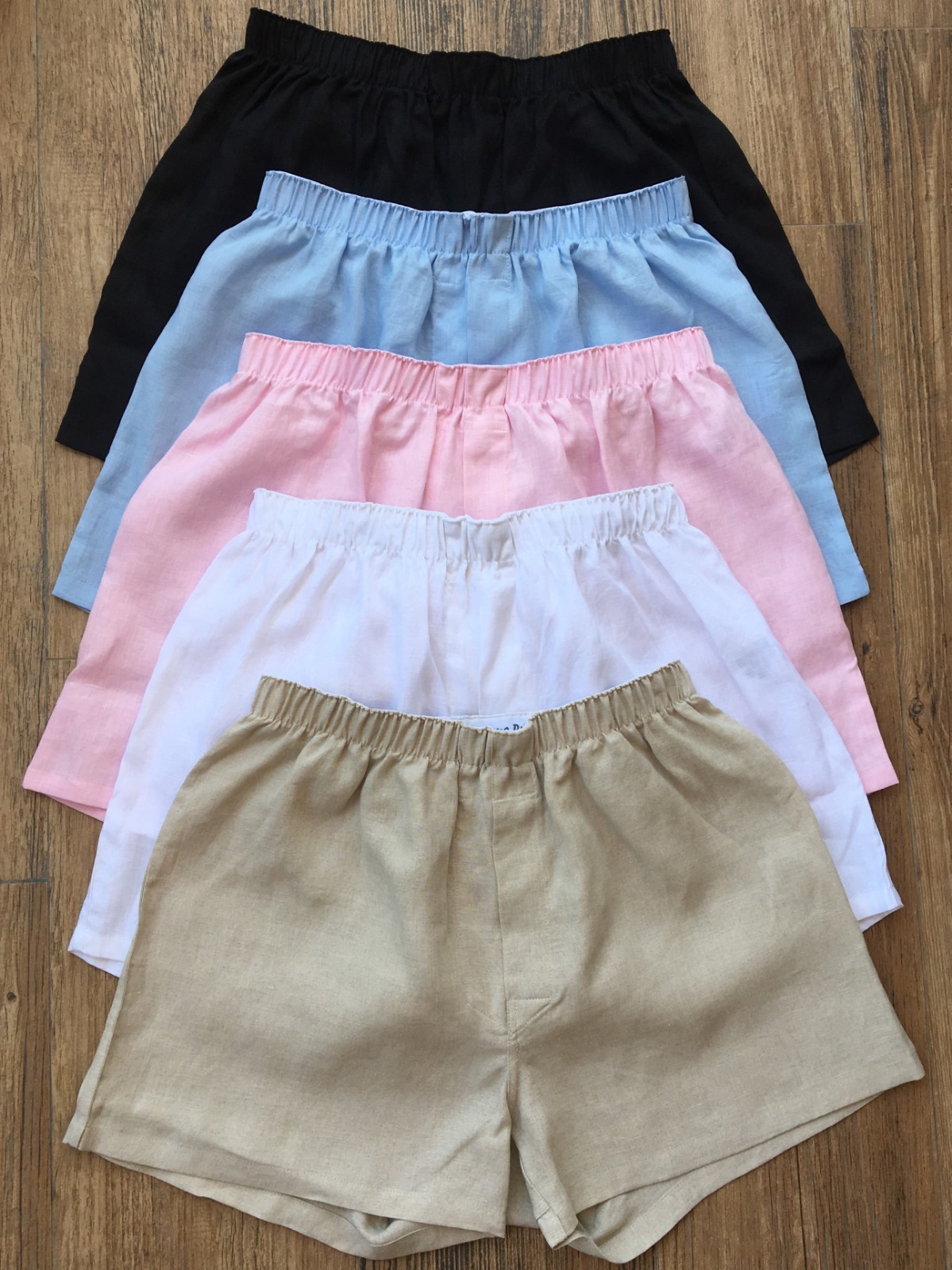 Pack of 5Pcs Men's Boxer Shorts 100% Linen Organic Eco Friendly Underwear Trunks