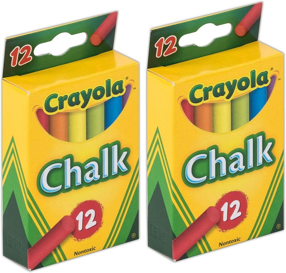 Crayola Chalk, Assorted Colors 24-Count Draws Write Smooth Clean lines - 2 Pack